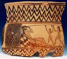 Fotografia: Ulisse acceca Polifemo (frammento di vaso) - titan.iwu.edu/~kmayer/courses/myth/